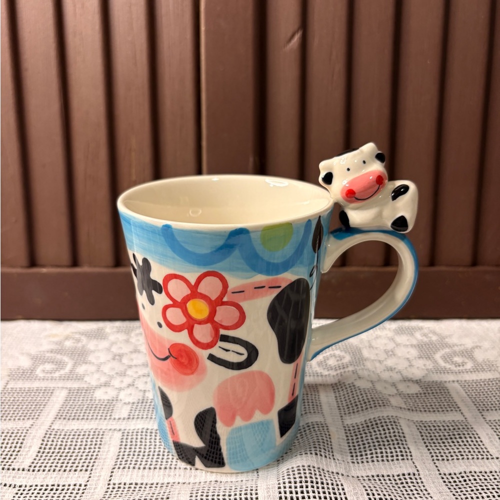 Indra Hand Painted Smiling Cow Mug